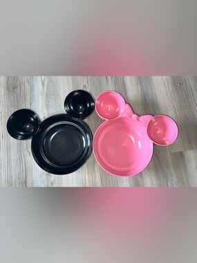 ZAK! Design Disney Mickey Minnie Mouse Chips & Dip Snack Bowl Black & Pink